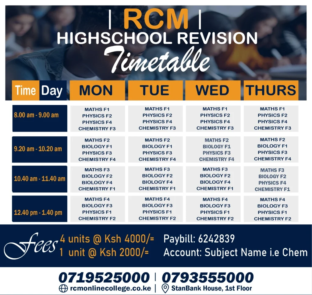 High School Revision, RCM Online College