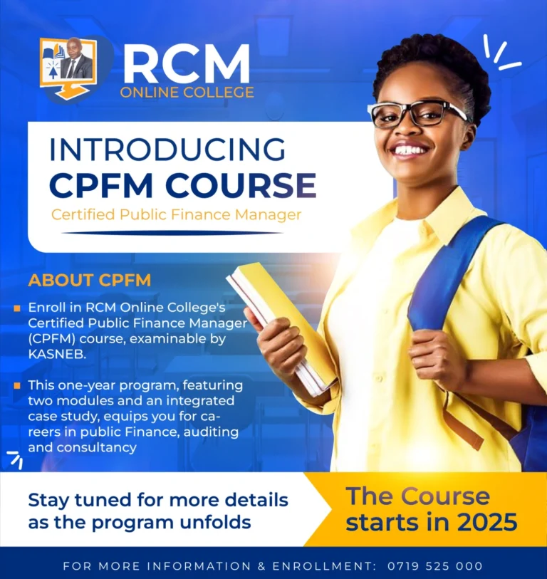 CPFM course, Certified Public Finance Manager, KASNEB, public finance, auditing, consultancy, Kenya, professional certification, career advancement, RCM Online College
