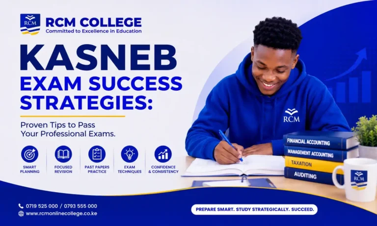 August 2026 KASNEB exams, KASNEB exam success strategies, KASNEB revision, KASNEB study tips, KASNEB revision kits, KASNEB study texts, KASNEB past papers, KASNEB examiner reports, KASNEB block revision, KASNEB last mile videos, RCM Online College, CPA revision Kenya, CS revision Kenya, CIFA revision Kenya, ATD revision Kenya, BDA revision, FMDA revision, KASNEB preparation, pass KASNEB exams, KASNEB courses Kenya